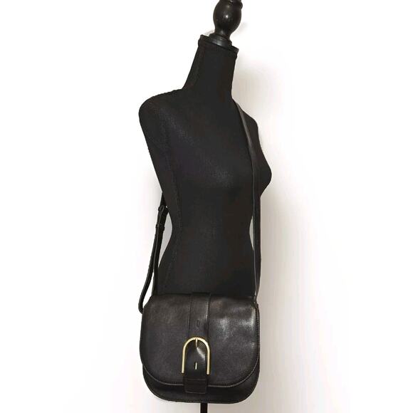 Fossil Wiley leather Saddle Bag Crossbody Black 9.5x8.5x4 - Picture 2 of 12